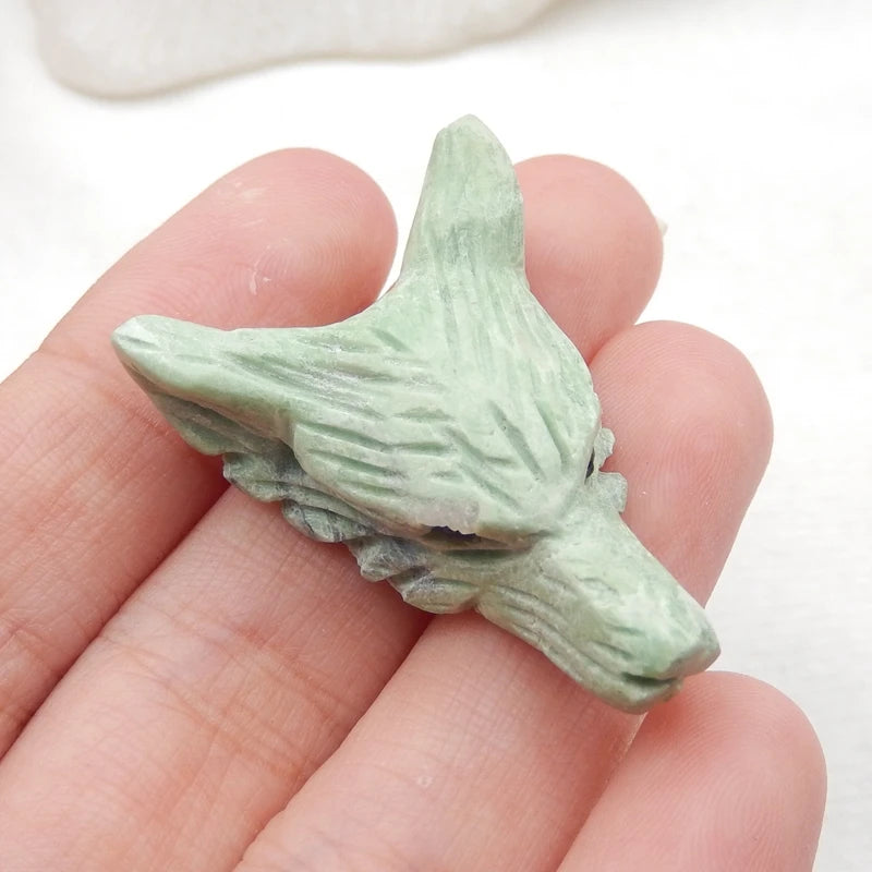 Green Turquoise Wolf Head Pendant Bead 34x25x11mm