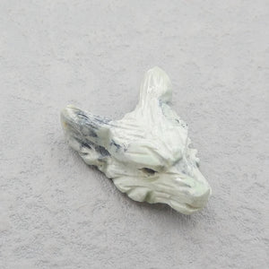 Green Turquoise Carved Wolf Head Pendant Necklace Bead 25x20x10mm