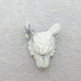 Green Turquoise Carved Wolf Head Pendant Necklace Bead 25x20x10mm