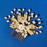 Metal Leaves Hairpins Pearl Headpiece Bride Wedding Hair Style