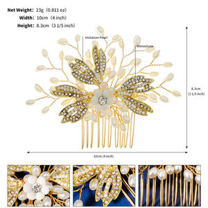 Metal Leaves Hairpins Pearl Headpiece Bride Wedding Hair Style