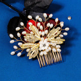 Metal Leaves Hairpins Pearl Headpiece Bride Wedding Hair Style