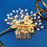 Metal Leaves Hairpins Pearl Headpiece Bride Wedding Hair Style