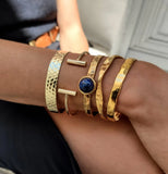 Personalized Hammered Stainless Steel Cuff Bangle - Custom Size Options