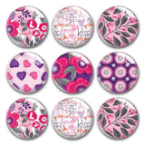 Heart Love Kiss Flower Round Glass Cabochons DIY Jewelry Making