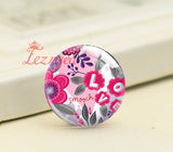 Heart Love Kiss Flower Round Glass Cabochons DIY Jewelry Making