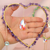 Heart Shaped Amethyst Gravel Sun Catcher Crystal Pendant Ornament