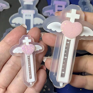 Heart Silicone Mold Keychain Pendant DIY Tool Jewelry Resin Casting Shaker Mold