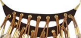 Indian Festive Moon Shaped Leather Chain Brown Feather Tassel Choker Necklace