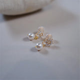 Snowflake Pearl Drop Earring 925 Sterling Silver Jewelry