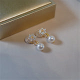 Snowflake Pearl Drop Earring 925 Sterling Silver Jewelry