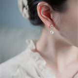 Snowflake Pearl Drop Earring 925 Sterling Silver Jewelry
