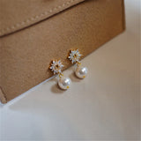 Snowflake Pearl Drop Earring 925 Sterling Silver Jewelry