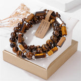 Irregular Chip Stone Bracelet Set Boho Beads Elastic Charm Bracelets