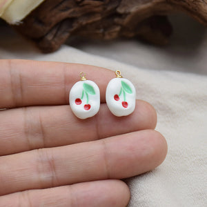 Irregular Geometry Cherry Resin Charms 10pcs For DIY Earrings