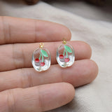 Irregular Geometry Cherry Resin Charms 10pcs For DIY Earrings