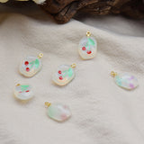 Irregular Geometry Cherry Resin Charms 10pcs For DIY Earrings