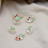 Irregular Geometry Cherry Resin Charms 10pcs For DIY Earrings