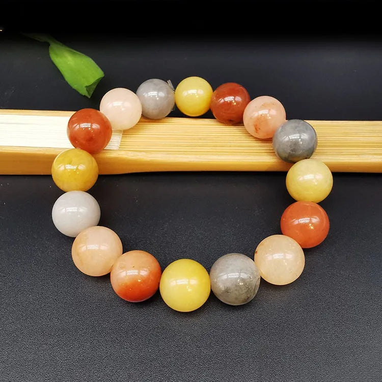 12mm Round Jade Bead Wire Bracelet Gobi Jade