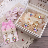 Japanese Style Earrings Sweet Lady Ear Clip Rhinestone Love Heart