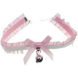 Japanese Style Lolita Pink PU Leather Bell Collar