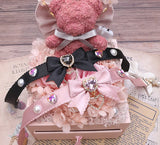 Japanese Sweet Heart Rhinestone Bow Necklace for Women