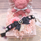 Japanese Sweet Heart Rhinestone Bow Necklace for Women
