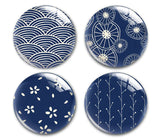 Japanese Wave Pattern Glass Cabochons for DIY Necklace Jewelry Making
