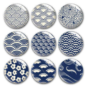 Japanese Wave Pattern Glass Cabochons for DIY Necklace Jewelry Making