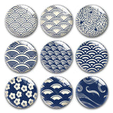 Japanese Wave Pattern Glass Cabochons for DIY Necklace Jewelry Making