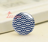 Japanese Wave Pattern Glass Cabochons for DIY Necklace Jewelry Making