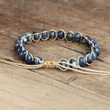 Labradorite Braided Bracelet Natural Stone Charm Bracelet for Men Women