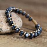 Labradorite Braided Bracelet Natural Stone Charm Bracelet for Men Women