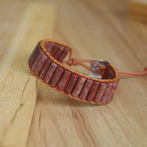 Bohemia Leather Wrap Bracelet Natural Stone Beaded Bangle Women Men