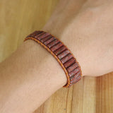Bohemia Leather Wrap Bracelet Natural Stone Beaded Bangle Women Men