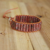 Bohemia Leather Wrap Bracelet Natural Stone Beaded Bangle Women Men