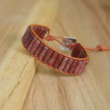 Bohemia Leather Wrap Bracelet Natural Stone Beaded Bangle Women Men