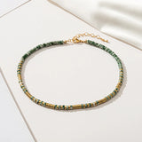 Green Stone 14KGF Bead Choker Necklace for Woman