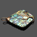 Natural Shell Abalone Tree Geometric Rose Pendant