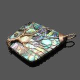 Natural Shell Abalone Tree Geometric Rose Pendant