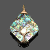 Natural Shell Abalone Tree Geometric Rose Pendant