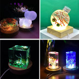 LED Wood Resin Display Base Round Night Stand