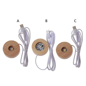 LED Wood Resin Display Base Round Night Light Stand