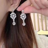 Lab Diamond Dangle Earrings 925 Sterling Silver Wedding Drop Earrings