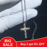 Lady Cross Pendant CZ 925 Silver Wedding Pendants Necklace Gift