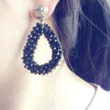 Large Drop Shape Earrings Faceted Crystal Beads Crochet Ethnic Oorbellen