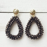 Large Drop Shape Earrings Faceted Crystal Beads Crochet Ethnic Oorbellen