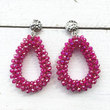 Large Drop Shape Earrings Faceted Crystal Beads Crochet Ethnic Oorbellen