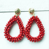 Large Drop Shape Earrings Faceted Crystal Beads Crochet Ethnic Oorbellen