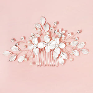 Rhinestone Flower Hair Comb Clips Pearl Bridal Wedding Hair Jewelry